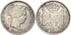 20 Реал Королевство Испания (1814 - 1873) Серебро Isabella II of Spain (1830- 1904)