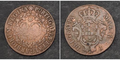 20 Рейс Королевство Португалия (1139-1910) / Азорские о-ва Медь Мария I королева Португалии (1734-1816)