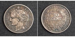 20 Сантим Вторая французская республика (1848-1852) Серебро 