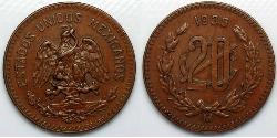 20 Сентаво Соединённые Штаты Мексики (1867 - ) Медь 