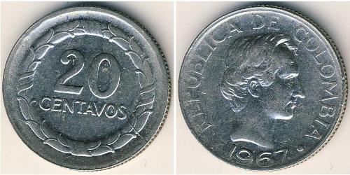 20 Сентаво Республіка Колумбія (1886 - ) Нікель/Мідь 