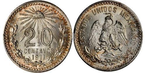 20 Сентаво Мексиканські Сполучені Штати (1867 - ) Срібло 