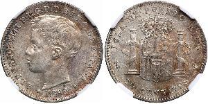 20 Сентаво Пуерто-Ріко Срібло Alfonso XIII of Spain (1886 - 1941)