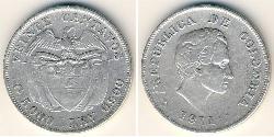 20 Сентаво Республіка Колумбія (1886 - ) Срібло 