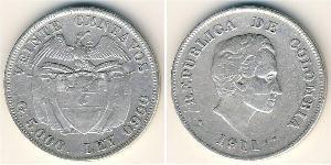 20 Сентаво Республіка Колумбія (1886 - ) Срібло 