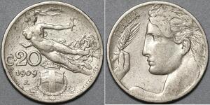 20 Сентесимо Kingdom of Italy (1861-1946) Никель 