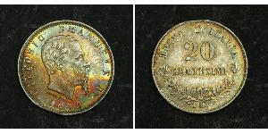 20 Сентесимо Италия Серебро Victor Emmanuel II of Italy (1820 - 1878)