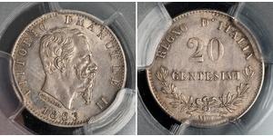 20 Сентесимо Италия Серебро Victor Emmanuel II of Italy (1820 - 1878)