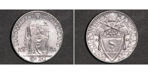 20 Сентесімо Ватікан (1926-) Срібло Пій XII  (1876 - 1958)