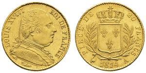 20 Франк Kingdom of France (1815-1830) Золото Людовик XVIII (1755-1824)