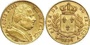 20 Франк Kingdom of France (1815-1830) Золото Людовик XVIII (1755-1824)
