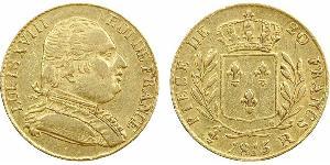 20 Франк Kingdom of France (1815-1830) Золото Людовик XVIII (1755-1824)