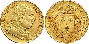 20 Франк Kingdom of France (1815-1830) Золото Людовик XVIII (1755-1824)