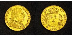 20 Франк Kingdom of France (1815-1830) Золото Людовик XVIII (1755-1824)