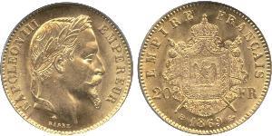 20 Франк Second French Empire (1852-1870) Золото Наполеон ІІІ Бонапарт (1808-1873)