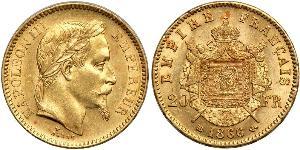 20 Франк Second French Empire (1852-1870) Золото Наполеон ІІІ Бонапарт (1808-1873)