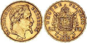 20 Франк Second French Empire (1852-1870) Золото Наполеон ІІІ Бонапарт (1808-1873)