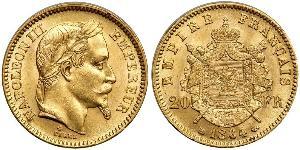 20 Франк Second French Empire (1852-1870) Золото Наполеон ІІІ Бонапарт (1808-1873)