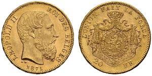20 Франк Бельгия Золото Леопольд II (1835 - 1909)