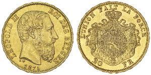 20 Франк Бельгия Золото Леопольд II (1835 - 1909)