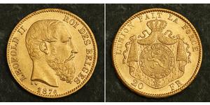 20 Франк Бельгія Золото Леопольд II (1835 - 1909)