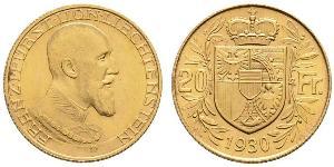 20 Франк Ліхтенштейн (1719 - ) Золото Franz I, Prince of Liechtenstein (1853 -1938)