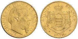20 Франк Монако (1297 - ) Золото Карл III князь Монако (1818-1889)