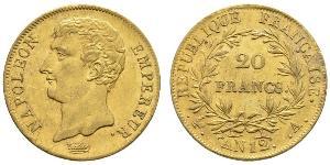 20 Франк Первая Французская империя (1804-1814) Золото Наполеон I(1769 - 1821)