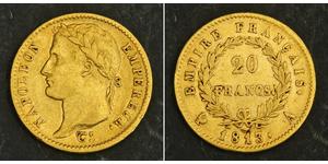 20 Франк Первая Французская империя (1804-1814) Золото Наполеон I(1769 - 1821)