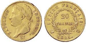 20 Франк Первая Французская империя (1804-1814) Золото Наполеон I(1769 - 1821)