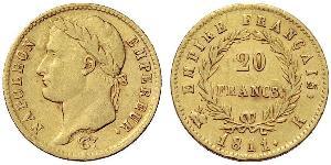20 Франк Первая Французская империя (1804-1814) Золото Наполеон I(1769 - 1821)