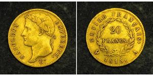 20 Франк Первая Французская империя (1804-1814) Золото Наполеон I(1769 - 1821)