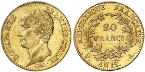 20 Франк Первая Французская империя (1804-1814) Золото Наполеон I(1769 - 1821)