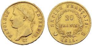 20 Франк Первая Французская империя (1804-1814) Золото Наполеон I(1769 - 1821)