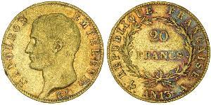 20 Франк Первая Французская империя (1804-1814) Золото Наполеон I(1769 - 1821)