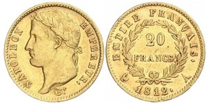 20 Франк Первая Французская империя (1804-1814) Золото Наполеон I(1769 - 1821)