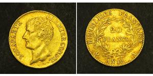 20 Франк Первая Французская империя (1804-1814) Золото Наполеон I(1769 - 1821)