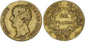20 Франк Первая Французская империя (1804-1814) Золото Наполеон I(1769 - 1821)