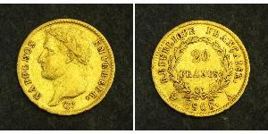 20 Франк Первая Французская империя (1804-1814) Золото Наполеон I(1769 - 1821)