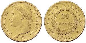 20 Франк Перша Французька імперія (1804-1814) Золото Наполеон I Бонапарт(1769 - 1821)