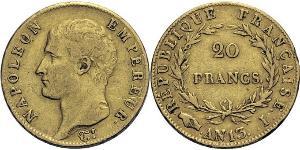 20 Франк Перша Французька імперія (1804-1814) Золото Наполеон I Бонапарт(1769 - 1821)