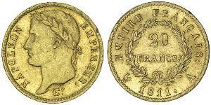 20 Франк Перша Французька імперія (1804-1814) Золото Наполеон I Бонапарт(1769 - 1821)