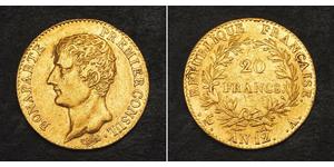 20 Франк Перша Французька імперія (1804-1814) Золото Наполеон I Бонапарт(1769 - 1821)