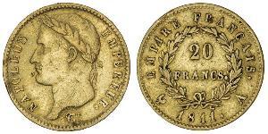 20 Франк Перша Французька імперія (1804-1814) Золото Наполеон I Бонапарт(1769 - 1821)