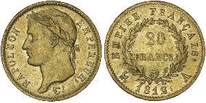 20 Франк Перша Французька імперія (1804-1814) Золото Наполеон I Бонапарт(1769 - 1821)