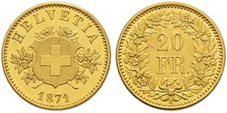 20 Франк Швейцария Золото 