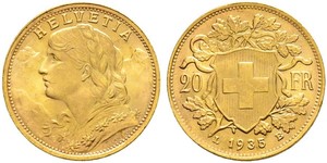 20 Франк Швейцария Золото 