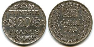 20 Франк Туніс Срібло 