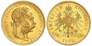 20 Франк / 8 Флорін Австро-Угорщина (1867-1918) Золото Франц Иосиф I (1830 - 1916)
