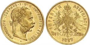 20 Франк / 8 Флорін Австро-Угорщина (1867-1918) Золото Франц Иосиф I (1830 - 1916)